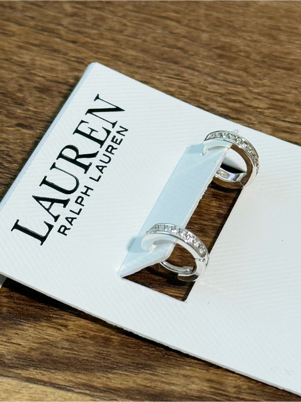 Lauren Ralph Lauren Extra-Small Silver-Tone Pavé Huggie Hoop Earrings, 0.44"